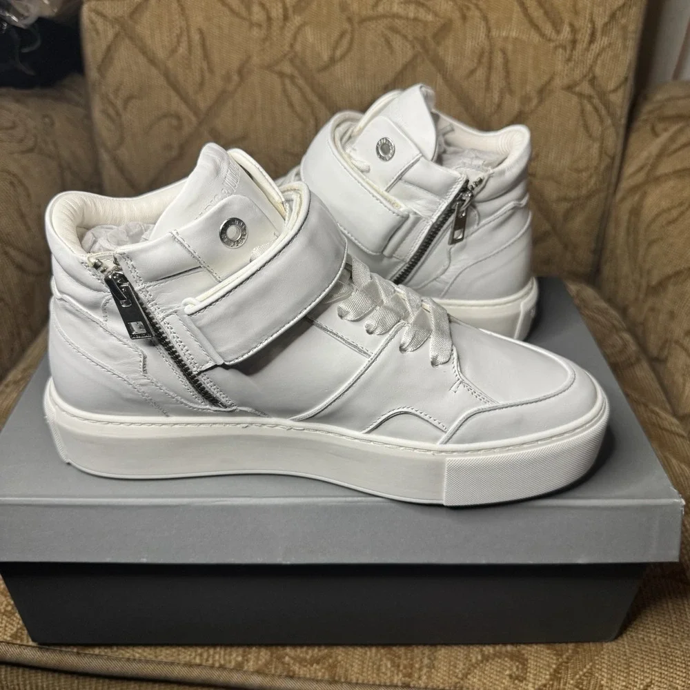 Zadig & Voltaire High Flash White Leather Hi-Top Sneakers Size 40‎ - Picture 2 of 7